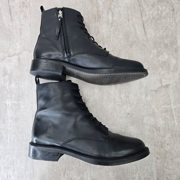 Sam Edelman Nina Combat Boots Sz 8.5 Black Leather Grunge Lace Up Hiker Booties - Picture 5 of 12